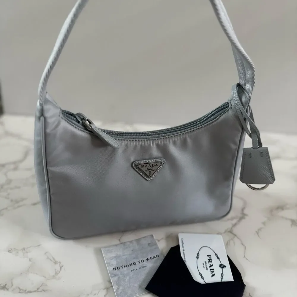 ⭕️ PRADA Mini Bag Re-Nylon Re-Edition 2000 Grey - Picture 3 of 7